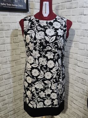 ALYX SZ 14 Black & White Floral Sheath Dress